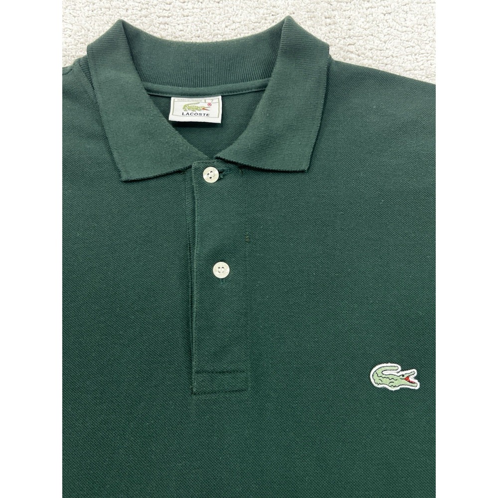 Lacoste Polo Shirt Mens L Green Short Sleeve Made in France Devanlay Vintage EUC